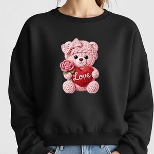 Valentine Bear (Faux Fluffy crochet) Sweatshirt New Cute overload S M L XL
